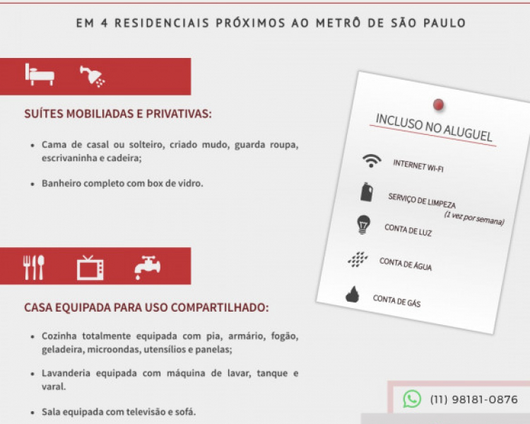 Imagem 2 da galeria do anúncio: Suítes(quarto + wc) privadas - Metrô Saúde/S.Judas/Conceição