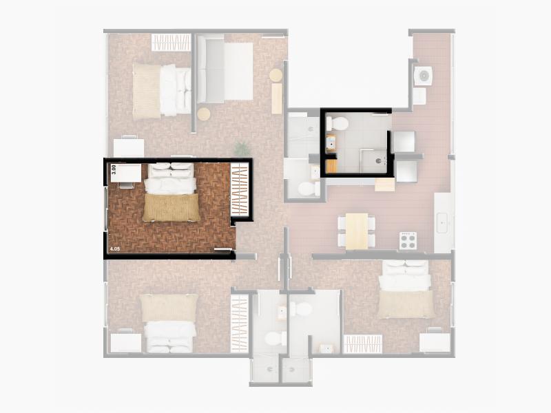 Imagem 4 da galeria do anúncio: Quarto com banheiro exclusivo