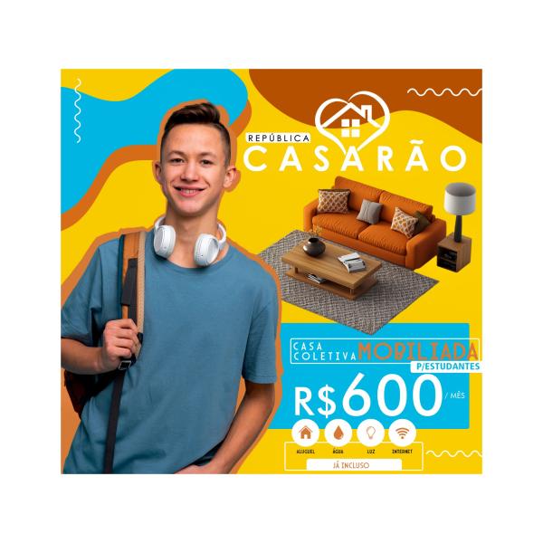 Imagem 1 da galeria do anúncio: Casa coletiva e compartilhada mobiliada para estudantes